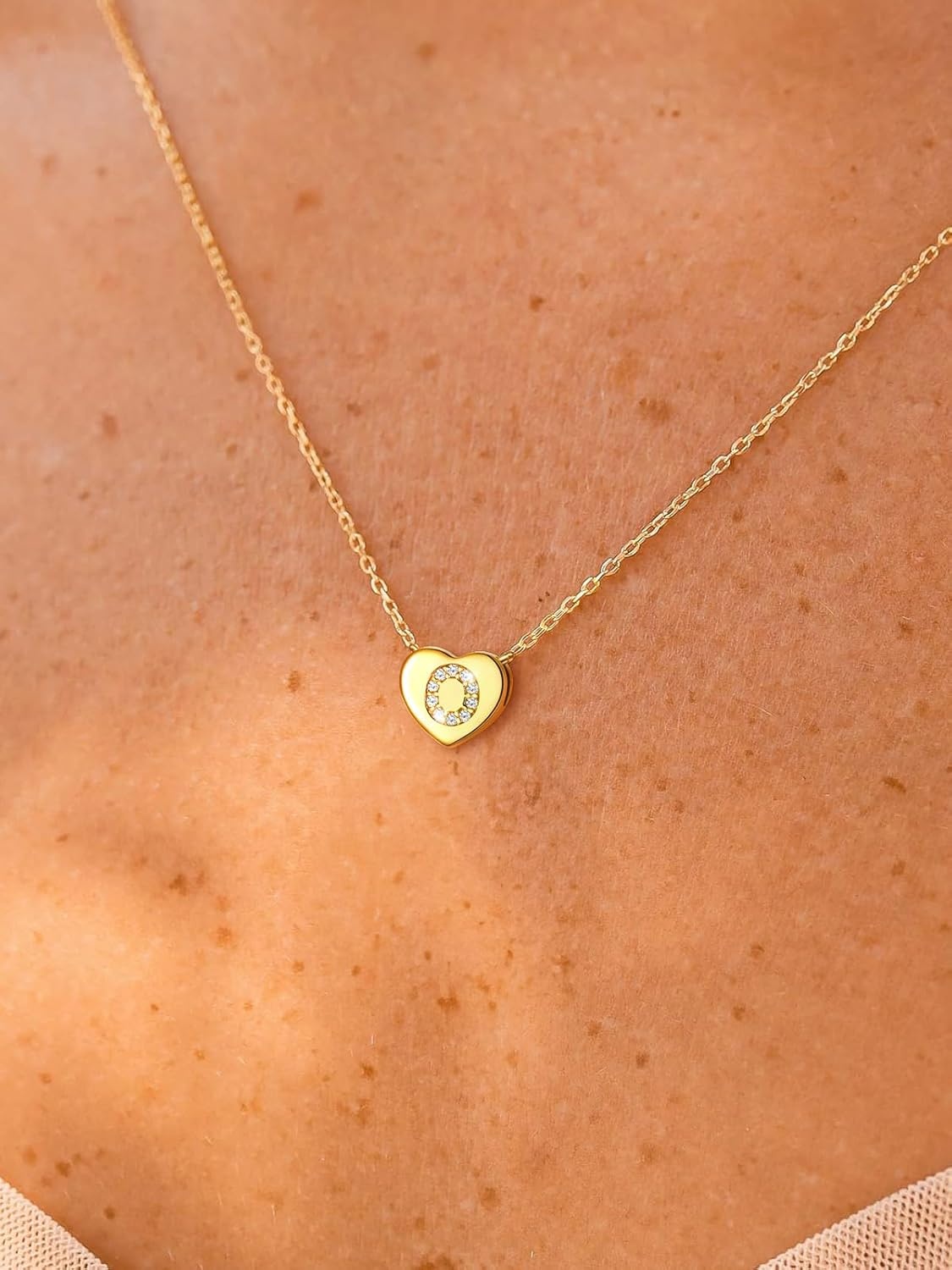 imageU7 Initial Necklace for Women 14K Gold Heart Pendant Necklace with CZ AZ Letter Dainty Gold Necklace Tiny Initial Necklaces Personalized Name Necklace for Mom Wife FriendO