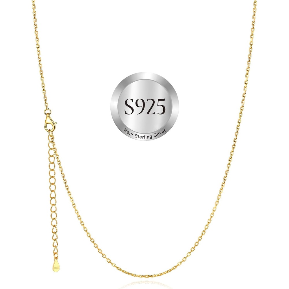 imageSILVERCUTE 925 Sterling Silver Necklace for Women1mm13mm15mm16mm Thin Silver Cable ChainBox ChainRope Chain Necklace with Extension Chain18202224262830 InchbGold