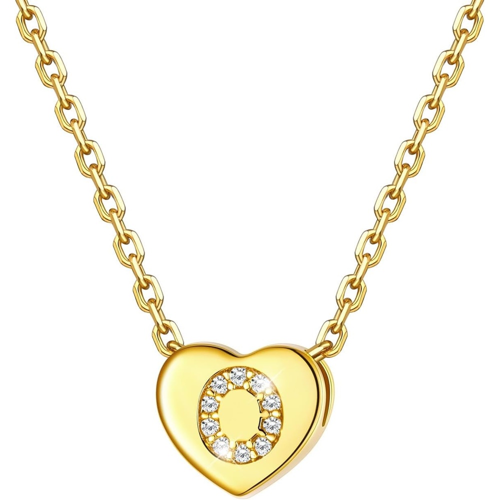 imageU7 Initial Necklace for Women 14K Gold Heart Pendant Necklace with CZ AZ Letter Dainty Gold Necklace Tiny Initial Necklaces Personalized Name Necklace for Mom Wife FriendO