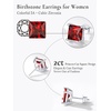 SILVERCUTE 925 Sterling Silver 2ct Birthstone Stud Earrings,Hypoallergenic Round/Heart/Square Birthstone Earrings for Women Birthday Christmas Jewelry(01.January(Garnet)-Square)