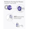 SILVERCUTE 925 Sterling Silver 2ct Birthstone Stud Earrings,Hypoallergenic Round/Heart/Square Birthstone Earrings for Women Birthday Christmas Jewelry(02.February(Amethyst)-Round)