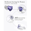 SILVERCUTE 925 Sterling Silver 2ct Birthstone Stud Earrings,Hypoallergenic Round/Heart/Square Birthstone Earrings for Women Birthday Christmas Jewelry(02.February(Amethyst)-Heart)