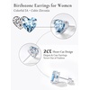 SILVERCUTE 925 Sterling Silver 2ct Birthstone Stud Earrings,Hypoallergenic Round/Heart/Square Birthstone Earrings for Women Birthday Christmas Jewelry(03.March(Aquamarine)-Heart)