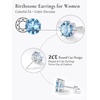 SILVERCUTE 925 Sterling Silver 2ct Birthstone Stud Earrings,Hypoallergenic Round/Heart/Square Birthstone Earrings for Women Birthday Christmas Jewelry(03.March(Aquamarine)-Round)