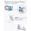 SILVERCUTE 925 Sterling Silver 2ct Birthstone Stud Earrings,Hypoallergenic Round/Heart/Square Birthstone Earrings for Women Birthday Christmas Jewelry(03.March(Aquamarine)-Square)