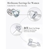 SILVERCUTE 925 Sterling Silver 2ct Birthstone Stud Earrings,Hypoallergenic Round/Heart/Square Birthstone Earrings for Women Birthday Christmas Jewelry(04.April(Diamond)-Heart)