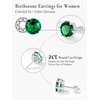 SILVERCUTE 925 Sterling Silver 2ct Birthstone Stud Earrings,Hypoallergenic Round/Heart/Square Birthstone Earrings for Women Birthday Christmas Jewelry(05.May(Emerald)-Round)