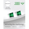 SILVERCUTE 925 Sterling Silver 2ct Birthstone Stud Earrings,Hypoallergenic Round/Heart/Square Birthstone Earrings for Women Birthday Christmas Jewelry(05.May(Emerald)-Square)