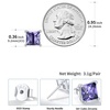 SILVERCUTE 925 Sterling Silver 2ct Birthstone Stud Earrings,Hypoallergenic Round/Heart/Square Birthstone Earrings for Women Birthday Christmas Jewelry(06.June(Alexandrite)-Square)
