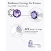 SILVERCUTE 925 Sterling Silver 2ct Birthstone Stud Earrings,Hypoallergenic Round/Heart/Square Birthstone Earrings for Women Birthday Christmas Jewelry(06.June(Alexandrite)-Round)