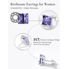 SILVERCUTE 925 Sterling Silver 2ct Birthstone Stud Earrings,Hypoallergenic Round/Heart/Square Birthstone Earrings for Women Birthday Christmas Jewelry(06.June(Alexandrite)-Square)