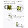 SILVERCUTE 925 Sterling Silver 2ct Birthstone Stud Earrings,Hypoallergenic Round/Heart/Square Birthstone Earrings for Women Birthday Christmas Jewelry(08.August(Peridot)-Square)