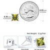 SILVERCUTE 925 Sterling Silver 2ct Birthstone Stud Earrings,Hypoallergenic Round/Heart/Square Birthstone Earrings for Women Birthday Christmas Jewelry(08.August(Peridot)-Square)