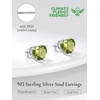 SILVERCUTE 925 Sterling Silver 2ct Birthstone Stud Earrings,Hypoallergenic Round/Heart/Square Birthstone Earrings for Women Birthday Christmas Jewelry(08.August(Peridot)-Heart)