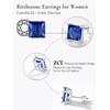 SILVERCUTE 925 Sterling Silver 2ct Birthstone Stud Earrings,Hypoallergenic Round/Heart/Square Birthstone Earrings for Women Birthday Christmas Jewelry(09.September(Sapphire)-Square)