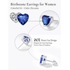 SILVERCUTE 925 Sterling Silver 2ct Birthstone Stud Earrings,Hypoallergenic Round/Heart/Square Birthstone Earrings for Women Birthday Christmas Jewelry(09.September(Sapphire)-Heart)
