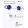 SILVERCUTE 925 Sterling Silver 2ct Birthstone Stud Earrings,Hypoallergenic Round/Heart/Square Birthstone Earrings for Women Birthday Christmas Jewelry(09.September(Sapphire)-Round)