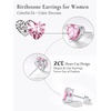 SILVERCUTE 925 Sterling Silver 2ct Birthstone Stud Earrings,Hypoallergenic Round/Heart/Square Birthstone Earrings for Women Birthday Christmas Jewelry(10.October(Pink Tourmaline)-Heart)