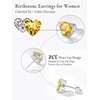 SILVERCUTE 925 Sterling Silver 2ct Birthstone Stud Earrings,Hypoallergenic Round/Heart/Square Birthstone Earrings for Women Birthday Christmas Jewelry(11.November(Yellow Topaz)-Heart)