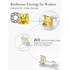 SILVERCUTE 925 Sterling Silver 2ct Birthstone Stud Earrings,Hypoallergenic Round/Heart/Square Birthstone Earrings for Women Birthday Christmas Jewelry(11.November(Yellow Topaz)-Square)