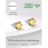 SILVERCUTE 925 Sterling Silver 2ct Birthstone Stud Earrings,Hypoallergenic Round/Heart/Square Birthstone Earrings for Women Birthday Christmas Jewelry(11.November(Yellow Topaz)-Round)