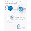 SILVERCUTE 925 Sterling Silver 2ct Birthstone Stud Earrings,Hypoallergenic Round/Heart/Square Birthstone Earrings for Women Birthday Christmas Jewelry(12.December(Blue Topaz)-Round)