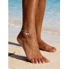 U7 Heart Initial Ankle Bracelets for Women Waterproof, Silver/14K Gold Plated Anklets CZ Initial Heart Anklets Stainless Steel Summer Beach Ankle Adjustable 8.5″-10.5″(Silver)
