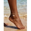 U7 Heart Initial Ankle Bracelets for Women Waterproof, Silver/14K Gold Plated Anklets CZ Initial Heart Anklets Stainless Steel Summer Beach Ankle Adjustable 8.5″-10.5″(Gold)