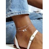 U7 Heart Initial Ankle Bracelets for Women Waterproof, Silver/14K Gold Plated Anklets CZ Initial Heart Anklets Stainless Steel Summer Beach Ankle Adjustable 8.5″-10.5″(Silver)