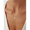 U7 Initial Necklace for Women, 14K Gold Heart Pendant Necklace with CZ A-Z Letter, Dainty Gold Necklace Tiny Initial Necklaces Personalized Name Necklace for Mom Wife Friend(W)