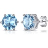 SILVERCUTE 925 Sterling Silver 2ct Birthstone Stud Earrings,Hypoallergenic Round/Heart/Square Birthstone Earrings for Women Birthday Christmas Jewelry(03.March(Aquamarine)-Round)