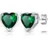 SILVERCUTE 925 Sterling Silver 2ct Birthstone Stud Earrings,Hypoallergenic Round/Heart/Square Birthstone Earrings for Women Birthday Christmas Jewelry(05.May(Emerald)-Heart)