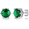 SILVERCUTE 925 Sterling Silver 2ct Birthstone Stud Earrings,Hypoallergenic Round/Heart/Square Birthstone Earrings for Women Birthday Christmas Jewelry(05.May(Emerald)-Round)
