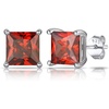 SILVERCUTE 925 Sterling Silver 2ct Birthstone Stud Earrings,Hypoallergenic Round/Heart/Square Birthstone Earrings for Women Birthday Christmas Jewelry(07.July(Ruby)-Square)