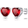 SILVERCUTE 925 Sterling Silver 2ct Birthstone Stud Earrings,Hypoallergenic Round/Heart/Square Birthstone Earrings for Women Birthday Christmas Jewelry(07.July(Ruby)-Heart)