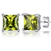 SILVERCUTE 925 Sterling Silver 2ct Birthstone Stud Earrings,Hypoallergenic Round/Heart/Square Birthstone Earrings for Women Birthday Christmas Jewelry(08.August(Peridot)-Square)