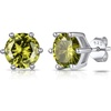SILVERCUTE 925 Sterling Silver 2ct Birthstone Stud Earrings,Hypoallergenic Round/Heart/Square Birthstone Earrings for Women Birthday Christmas Jewelry(08.August(Peridot)-Round)
