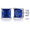 SILVERCUTE 925 Sterling Silver 2ct Birthstone Stud Earrings,Hypoallergenic Round/Heart/Square Birthstone Earrings for Women Birthday Christmas Jewelry(09.September(Sapphire)-Square)