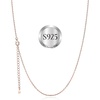 SILVERCUTE 925 Sterling Silver Necklace for Women,1mm/1.3mm/1.5mm/1.6mm Thin Silver Cable Chain/Box Chain/Rope Chain Necklace with Extension Chain,18/20/22/24/26/28/30 Inch(c.Rose Gold)