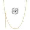SILVERCUTE 925 Sterling Silver Necklace for Women,1mm/1.3mm/1.5mm/1.6mm Thin Silver Cable Chain/Box Chain/Rope Chain Necklace with Extension Chain,18/20/22/24/26/28/30 Inch(b.Gold)