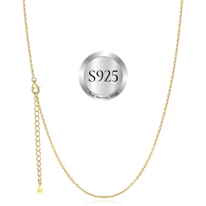 SILVERCUTE 925 Sterling Silver Necklace for Women,1mm/1.3mm/1.5mm/1.6mm Thin Silver Cable Chain/Box Chain/Rope Chain Necklace with Extension Chain,18/20/22/24/26/28/30 Inch(b.Gold)