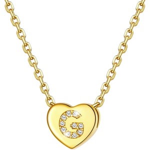 U7 Initial Necklace for Women, 14K Gold Heart Pendant Necklace with CZ A-Z Letter, Dainty Gold Necklace Tiny Initial Necklaces Personalized Name Necklace for Mom Wife Friend(G)