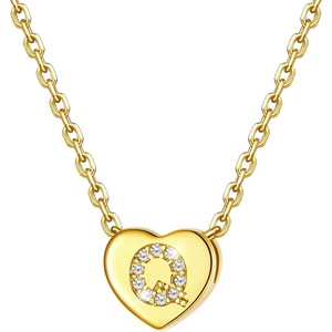 U7 Initial Necklace for Women, 14K Gold Heart Pendant Necklace with CZ A-Z Letter, Dainty Gold Necklace Tiny Initial Necklaces Personalized Name Necklace for Mom Wife Friend(Q)
