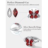 925 Sterling Silver Butterfly Ring,Adjustable Silver Birthstone Rings for Women,Dainty Butterfly Stackable Rings Gifts for Her(01.January(Garnet)-Butterfly)