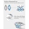 925 Sterling Silver Butterfly Ring,Adjustable Silver Birthstone Rings for Women,Dainty Butterfly Stackable Rings Gifts for Her(03.March(Aquamarine)-Butterfly)