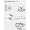 925 Sterling Silver Butterfly Ring,Adjustable Silver Birthstone Rings for Women,Dainty Butterfly Stackable Rings Gifts for Her(04.April(Diamond)-Butterfly)