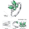 925 Sterling Silver Butterfly Ring,Adjustable Silver Birthstone Rings for Women,Dainty Butterfly Stackable Rings Gifts for Her(05.May(Emerald)-Butterfly)
