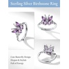 925 Sterling Silver Butterfly Ring,Adjustable Silver Birthstone Rings for Women,Dainty Butterfly Stackable Rings Gifts for Her(06.June(Alexandrite)-Butterfly)