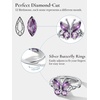 925 Sterling Silver Butterfly Ring,Adjustable Silver Birthstone Rings for Women,Dainty Butterfly Stackable Rings Gifts for Her(06.June(Alexandrite)-Butterfly)