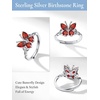 925 Sterling Silver Butterfly Ring,Adjustable Silver Birthstone Rings for Women,Dainty Butterfly Stackable Rings Gifts for Her(07.July(Ruby)-Butterfly)